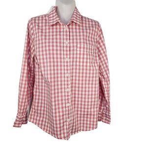 J Crew Womens Shirt Size Small Gingham Cotton Poplin Signature Fit Button Pink